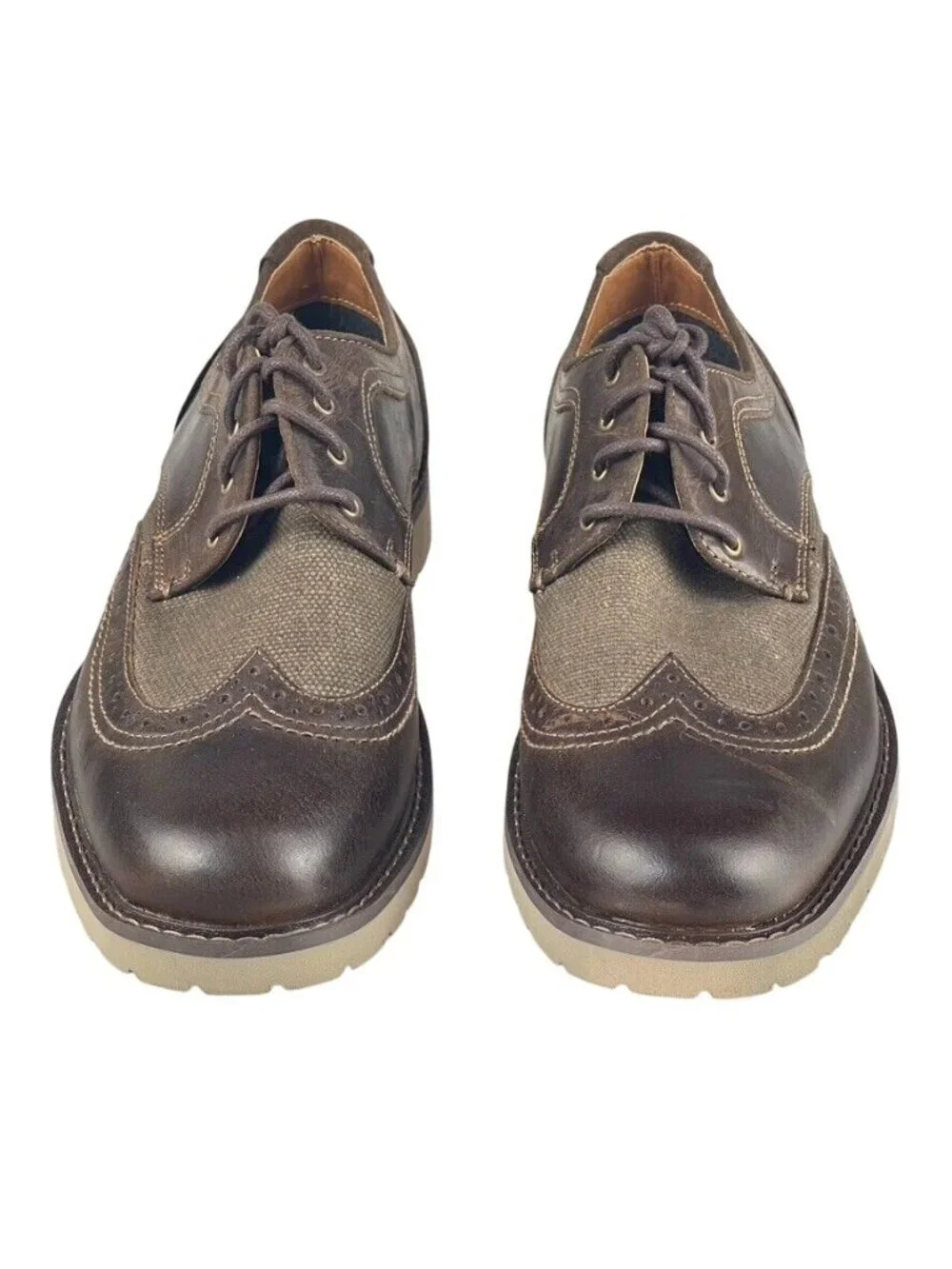 Lucky Brand Mens Brown Leather Wingtip Lace-Up Oxford Shoes Size 9M